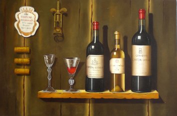 With Wine Light Golden Background Canvas Traditional Oil Paintings