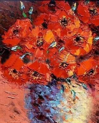 Rose Red Background Square Shape Traditional Oil Paintings