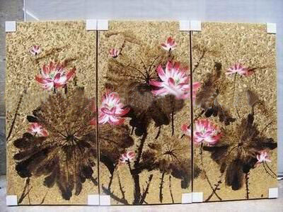 Lotus Gray Background Canvas Traditional Oil Paintings