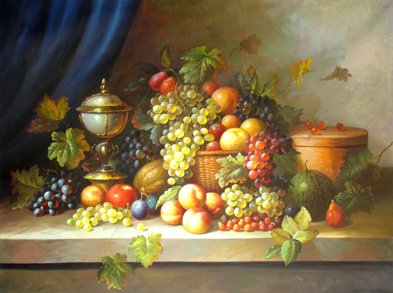 Green & Red Grape With A Lighthouse Bright Background Traditional Oil Paintings