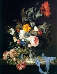 Canvas Square Shape With Flowers Traditional Oil Paintings