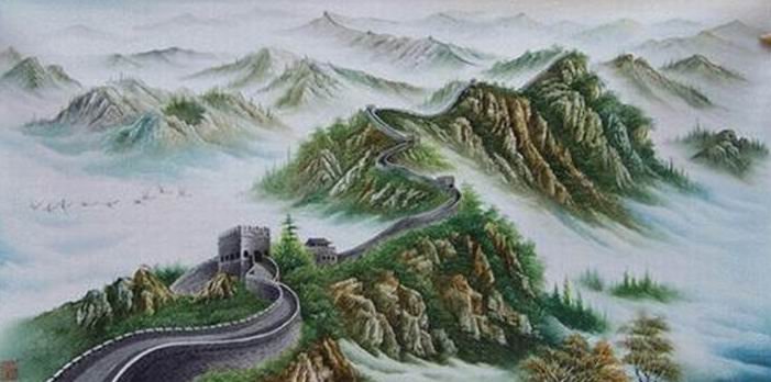 White Background With Great Wall Canvas Realist Oil Paintings