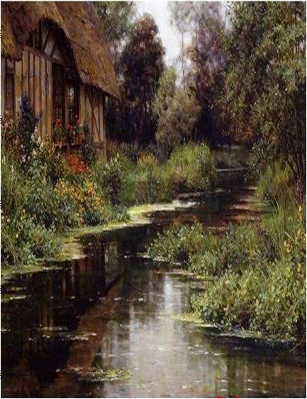 Tree Background With A Thatched House Canvas Realist Oil Paintings