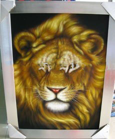 A Yellow Tiger Square Shape Canvas Realist Oil Paintings