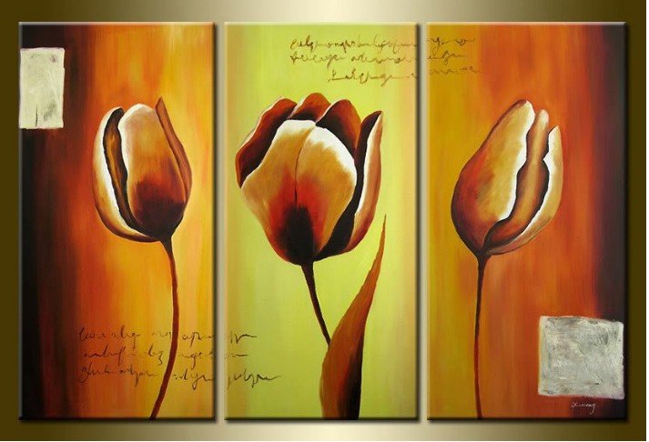 Budding Canvas Bright Background Flower Oil Paintings