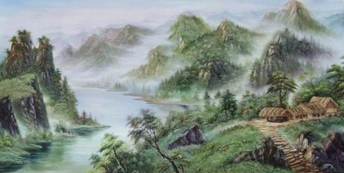 Green Background Trees Subject Canvas Landscape Oil Paintings