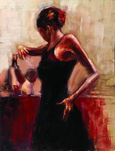 Handpainted Red Background About A Sexy Woman Portrait Oil Paintings