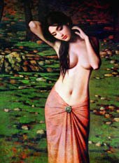 Green Background About A Sexy Woman Canvas Portrait Oil Paintings