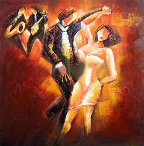 Orange Background Hand Painted Decoration Canvas Portrait Oil Paintings