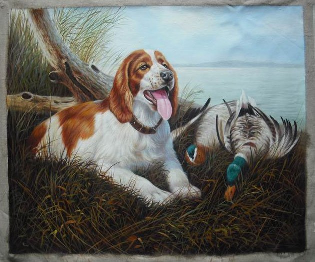 Dog Subject Landscape Wonderful Board Animal Oil Paintings