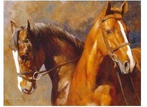 Horse Subject Light Brown Background Canvas Animal Oil Paintings