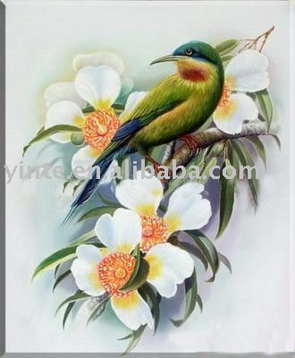 Bird Subject Flower Background Wall Decoration Animal Oil Paintings