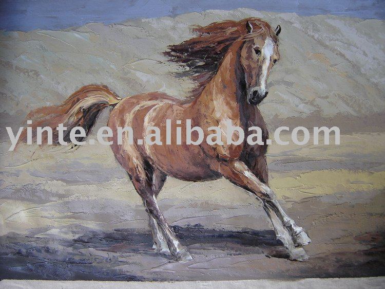 Field Background Horse Subject Board Animal Oil Paintings