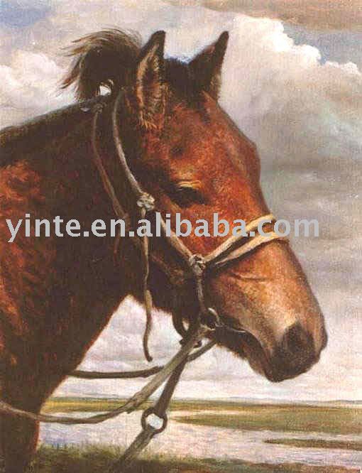 Horse Subject Gray Heaven Background Canvas Animal Oil Paintings