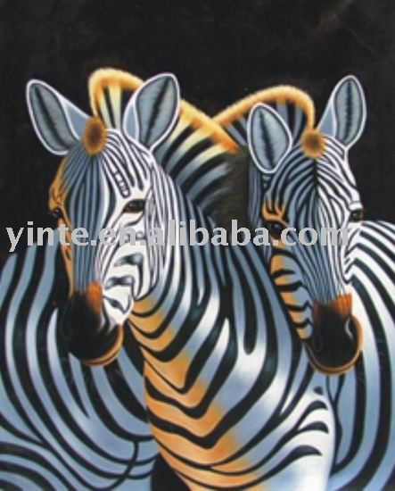 Zebra Subject Black Background On Canvas Animal Oil Paintings