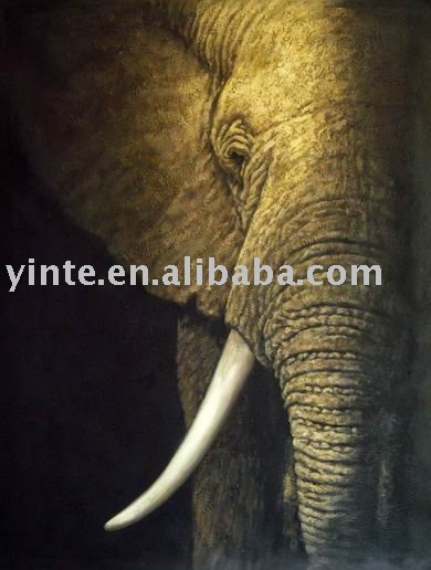 An Elephant With Big Ivory Canvas Animal Oil Paintings