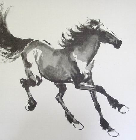 Light Black Horse Square Shape Canvas Animal Oil Paintings