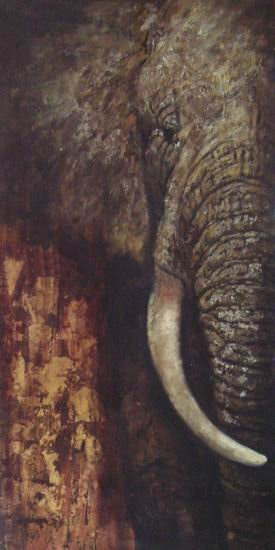 Dark Background With An Elephant Canvas Animal Oil Paintings