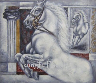 Canvas Gray Background With A Running Horse Animal Oil Paintings
