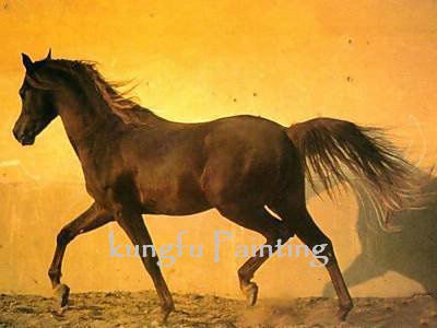 A Running Horse Gold Background Canvas Animal Oil Paintings
