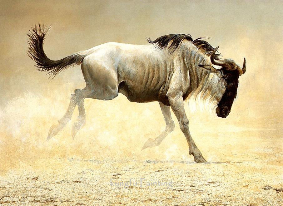 Ivory Background A Running Horse Canvas Animal Oil Paintings