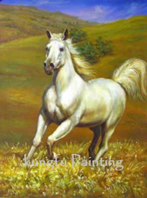 Grassland Background With A Horse Canvas Animal Oil Paintings