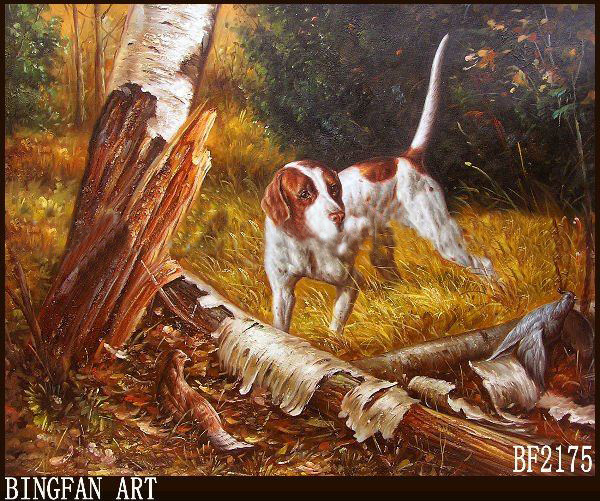 A Dog Orange Background Canvas Animal Oil Paintings