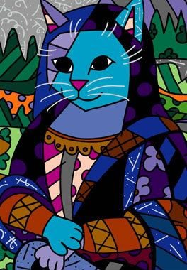Mona Cat Canvas Square Shape Animal Oil Paintings