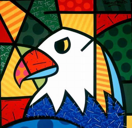 American Eagle Romero Britto 100% Hand Painted Animal Oil Paintings