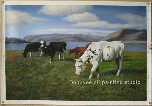 Hand Painted Wall Hanging Cow Animal Oil Paintings