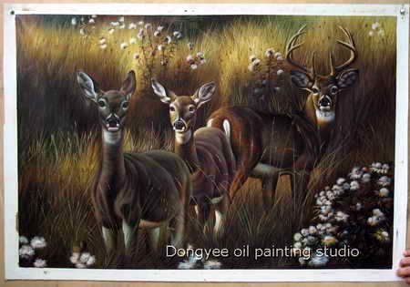 36 Inch Handmade Wild Deers Animal Oil Paintings