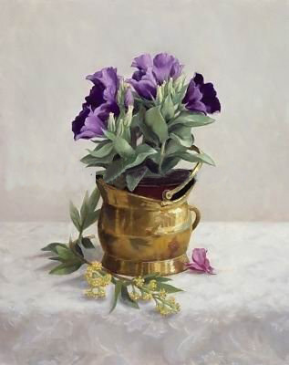 Osmanthus Subject Gray Background Canvas Still Life Oil Paintings