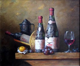 Desk Background Canvas Wine Subject Still Life Oil Paintings