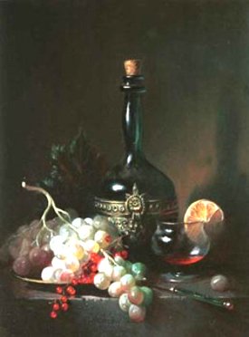 Many Grapes Dark Background Canvas Still Life Oil Paintings