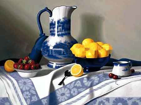 Gray Background Lemon Subject Canvas Still Life Oil Paintings