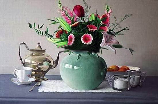 Canvas Red Flowers Subject Rectangular Shape Still Life Oil Paintings