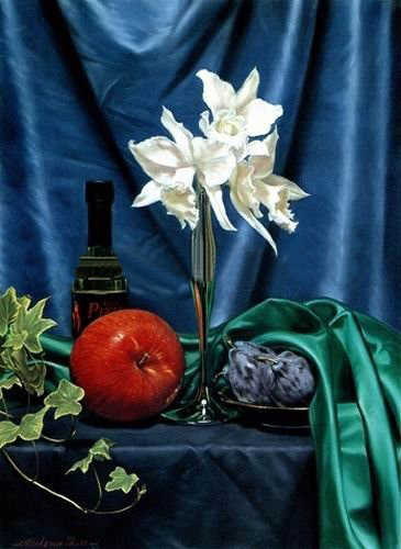 Blue Background With Morning Glory Canvas Still Life Oil Paintings