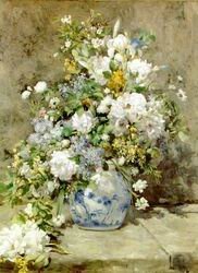 Light Green Background Canvas With Many Flowers Still Life Oil Paintings