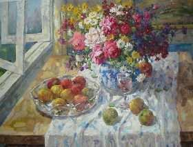 Bright Background Many Fruits Canvas Still Life Oil Paintings