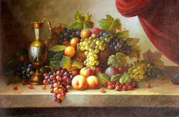 Grape Subject Bright Background Canvas Still Life Oil Paintings