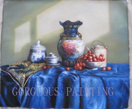 High Quality Handprinted Tea Set and Vase Still life Oil Paintings