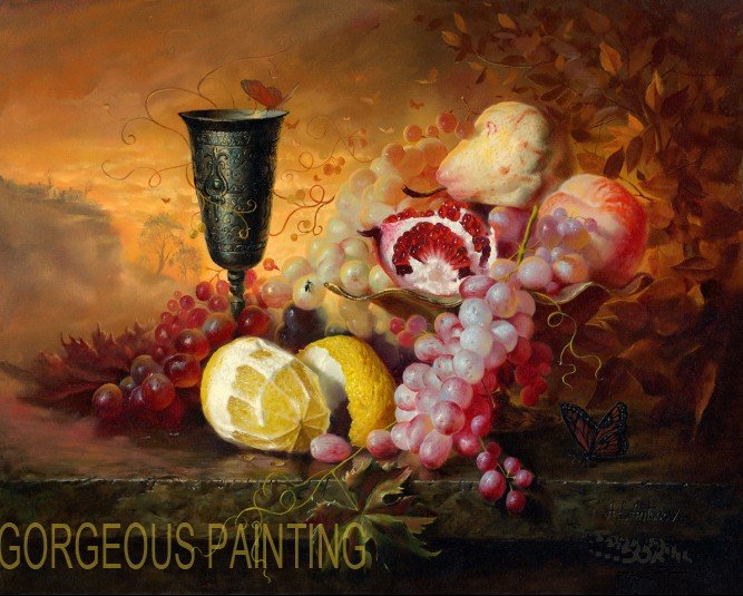 Home Decoration Handmade Fruit Still Life Oil Paintings