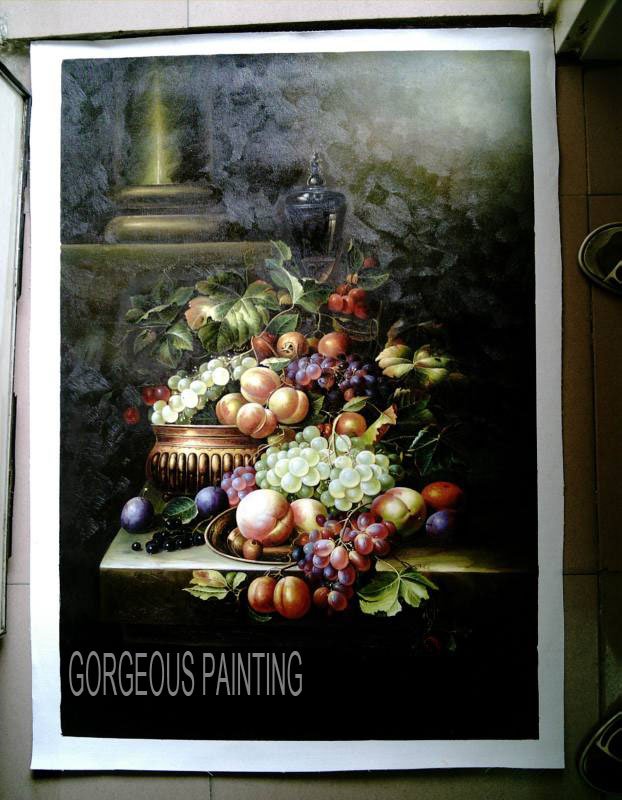Completely Handmade Still Life Fruit Oil Painting on Cavas