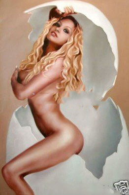 A Girl In The Broken Eggshell Canvas Square Shape Nude Oil Paintings