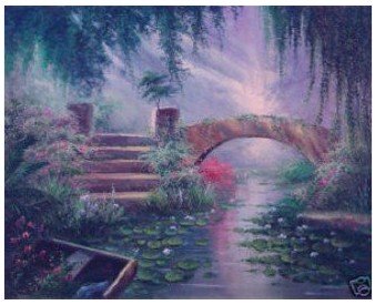 A River Subject Bridge Background Frameless Scenery Oil Paintings