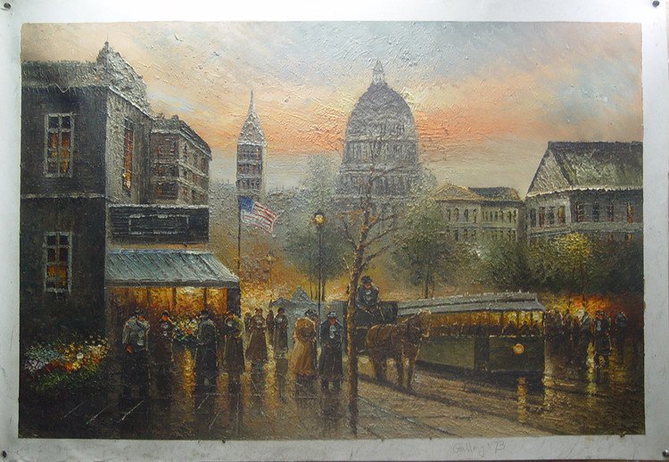 Many Persons Canvas Colourful Background Scenery Oil Paintings