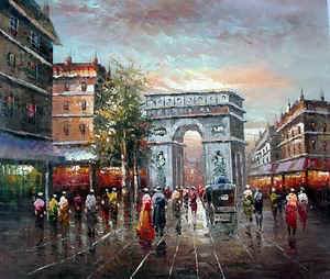 Colourful Background Street Subject Canvas Scenery Oil Paintings
