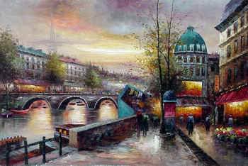 A Bridge Colourful Background Canvas Scenery Oil Paintings
