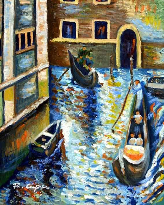 With Many Ships Venice Water Scene Canvas Scenery Oil Paintings