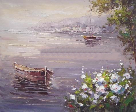 Gray Background With Many Ships Canvas Scenery Oil Paintings